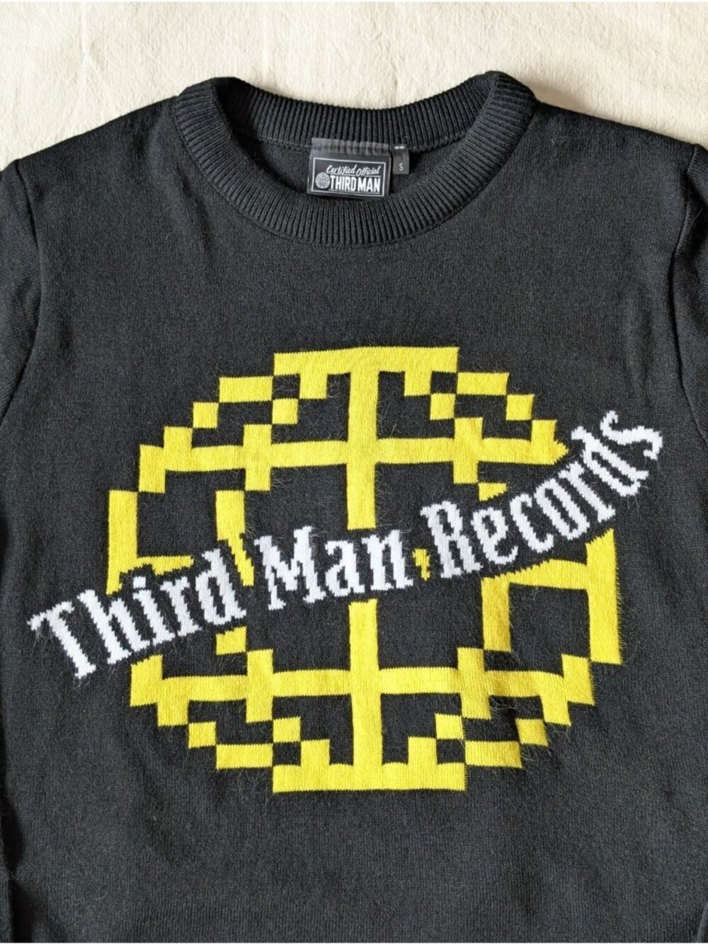 Third Man Records Globe Logo Black Knit Men's Sweater UK Made Music Jack White